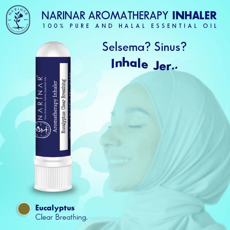 NARINAR Aromatherapy Inhaler - Pure & Halal Tested Essential Oil (Flu/Sleep/Focus/Headache/Quit Smoking))