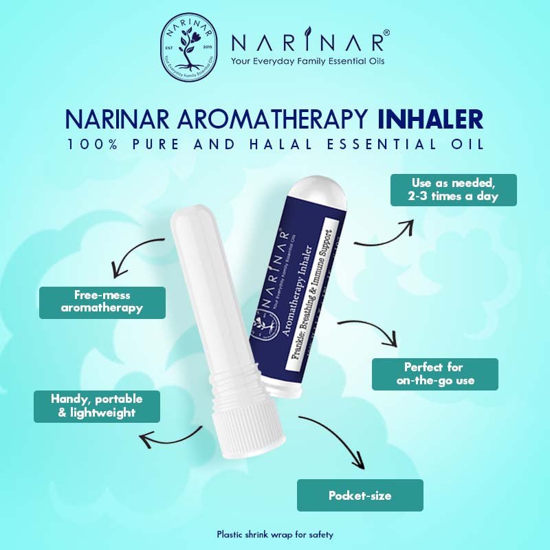 NARINAR Aromatherapy Inhaler - Pure & Halal Tested Essential Oil (Flu/Sleep/Focus/Headache/Quit Smoking))