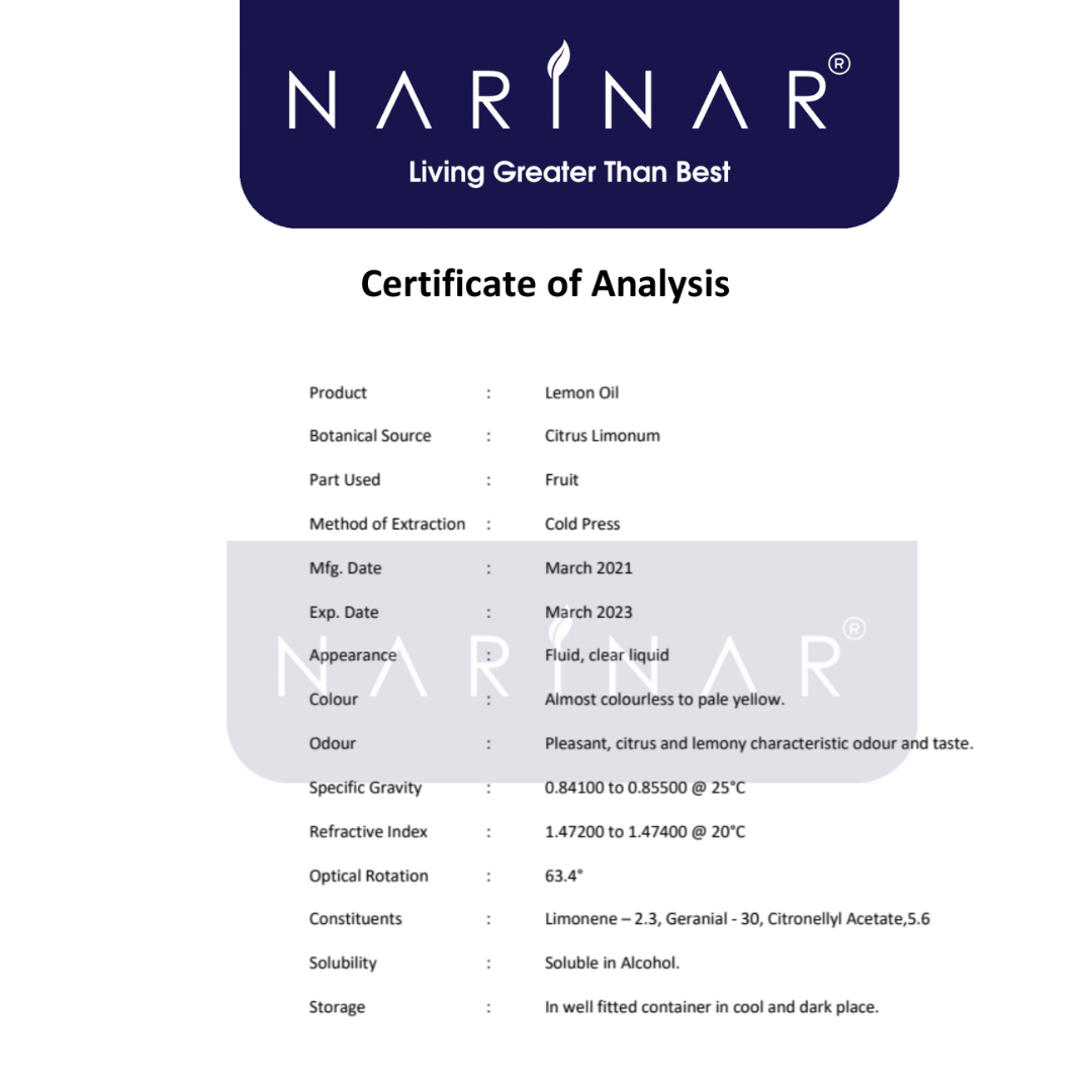Narinar Lemon Single Oil Series Aromatherapy Essential Oil (5ml)