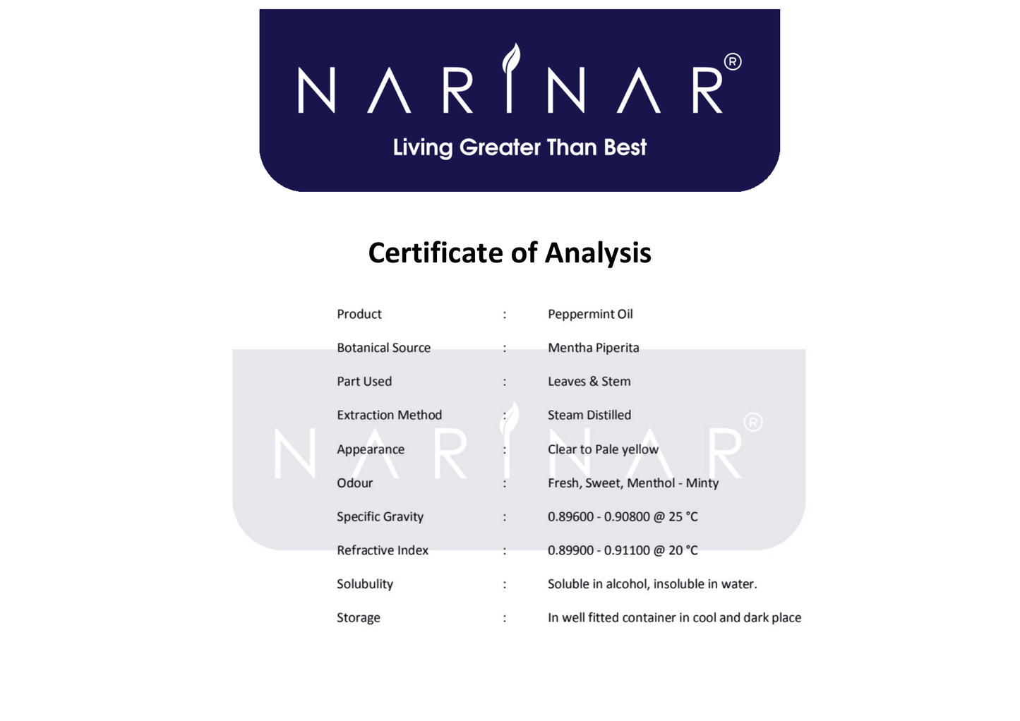 Narinar Peppermint Single Oil Series Aromatherapy Essential Oil (5ml)