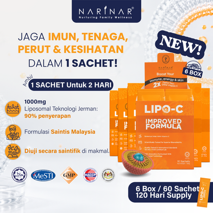 [PRE ORDER] [LIPO C IMPROVED FORMULA!] Liposomal Vitamin C Botanical Drink 6 Box (60 satchet)