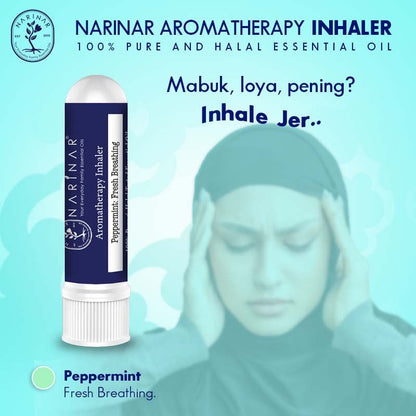 NARINAR Aromatherapy Inhaler - Pure & Halal Tested Essential Oil (Flu/Sleep/Focus/Headache/Quit Smoking))