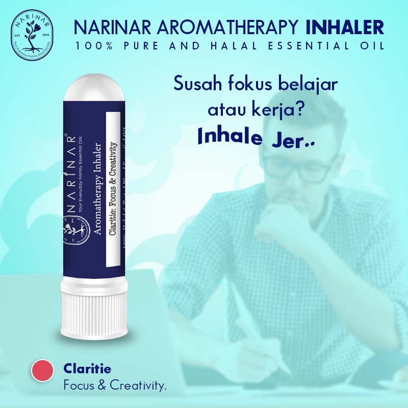 NARINAR Aromatherapy Inhaler - Pure & Halal Tested Essential Oil (Flu/Sleep/Focus/Headache/Quit Smoking))